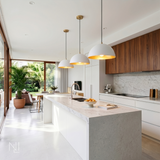Lou 1L Pendant, Matte White w/ Lacquered Brass - 83307MW *